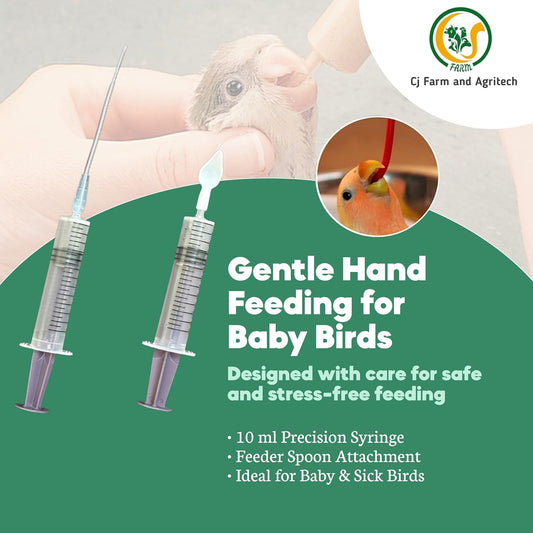 10ml Bird Hand Feeding Syringe Feeder Spoon with Soft Needle | Safe Feeding Tool for Baby Birds, Parrots, Finches & Small Birds cjfarms.in