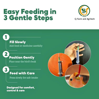 10ml Bird Hand Feeding Syringe Feeder Spoon with Soft Needle | Safe Feeding Tool for Baby Birds, Parrots, Finches & Small Birds cjfarms.in