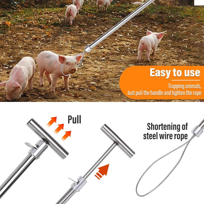 Stainless Steel Animal Control Pole | Dog Catcher Pole, Pig Holder & Livestock Catcher | Safe & Humane Animal Handling Tool