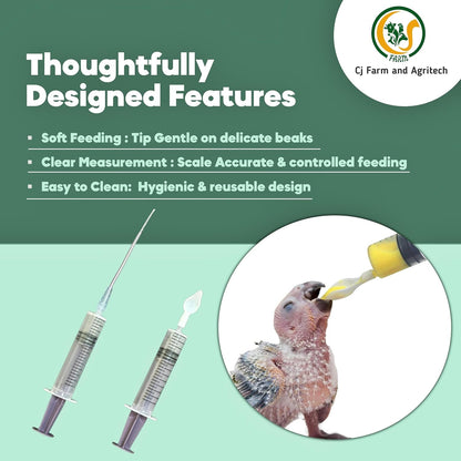 10ml Bird Hand Feeding Syringe Feeder Spoon with Soft Needle | Safe Feeding Tool for Baby Birds, Parrots, Finches & Small Birds cjfarms.in