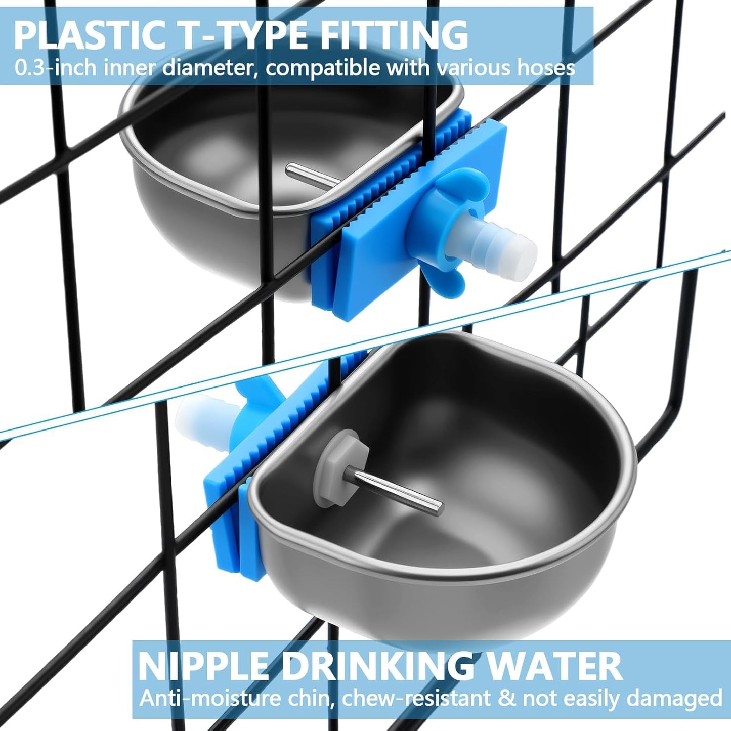 Rabbit Water Bowl Automatic – Stainless Steel Water Dispenser | Automatic Rabbit Water Feeder for Cage | Pack of 2 CJ farms and Agritech