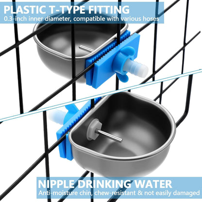 Rabbit Water Bowl Automatic – Stainless Steel Water Dispenser | Automatic Rabbit Water Feeder for Cage | Pack of 2 CJ farms and Agritech