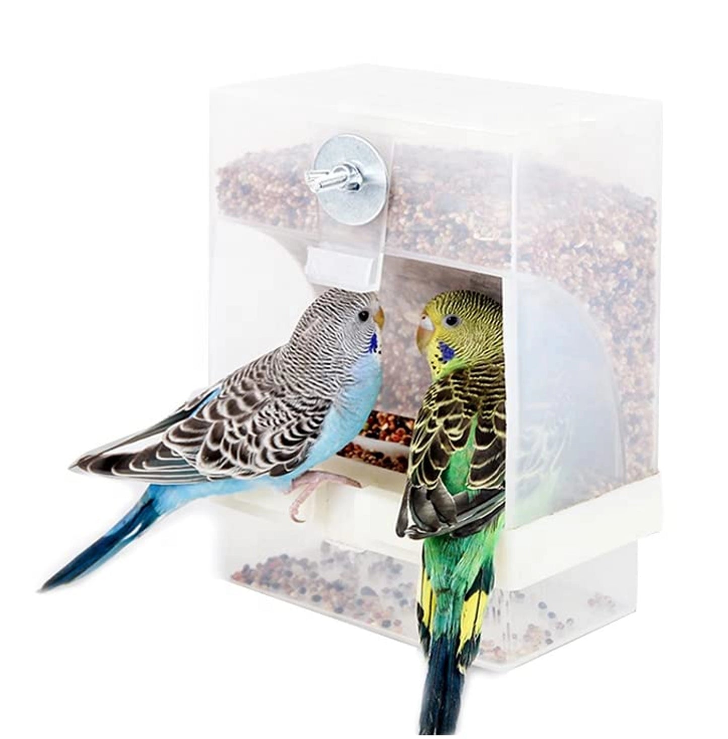 Automatic Bird Feeder with Waste Tray – 500g Capacity (White) | No-Waste Plastic Feeder for Parrots, Pigeons & Small Birds