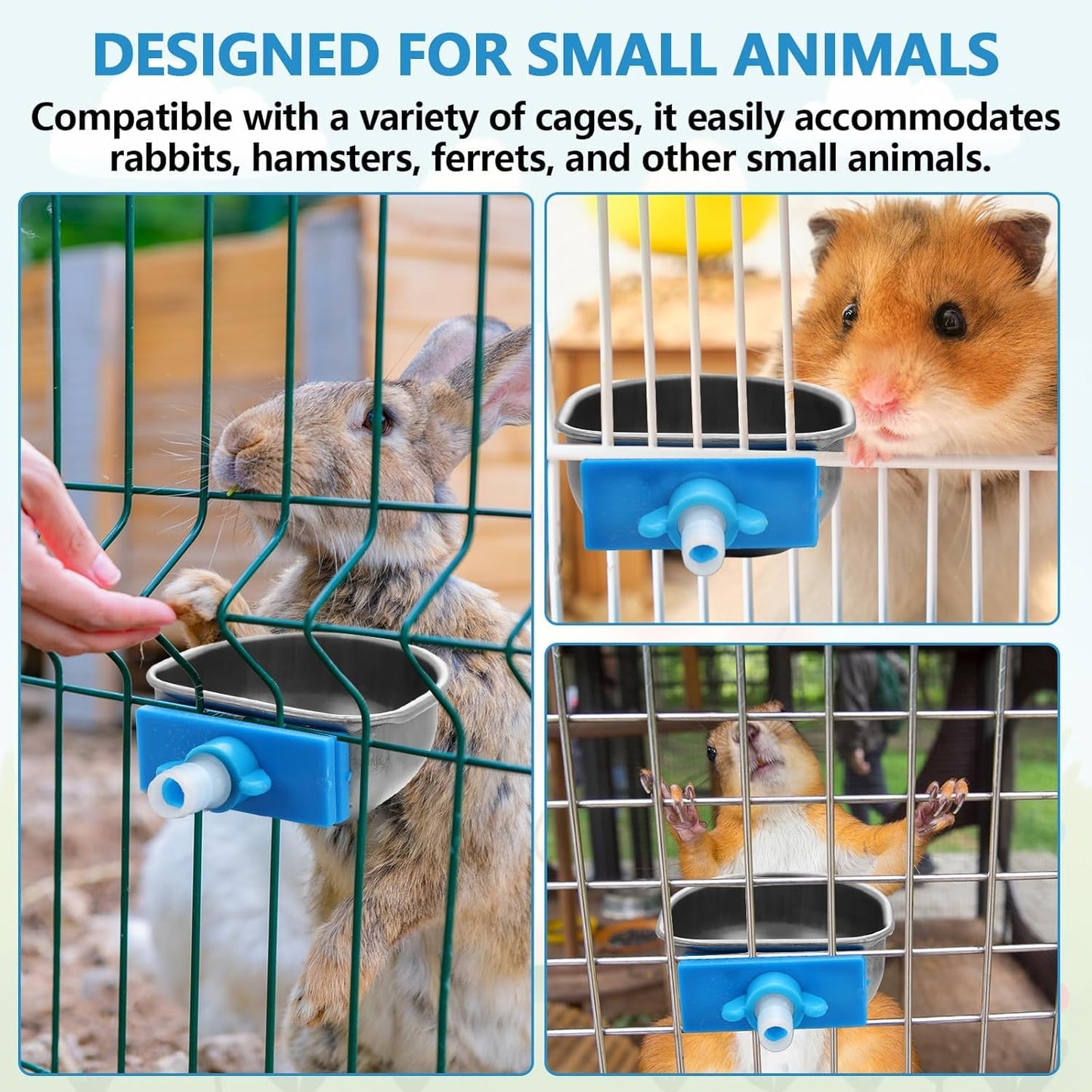 Rabbit Water Bowl Automatic – Stainless Steel Water Dispenser | Automatic Rabbit Water Feeder for Cage | Pack of 2 CJ farms and Agritech