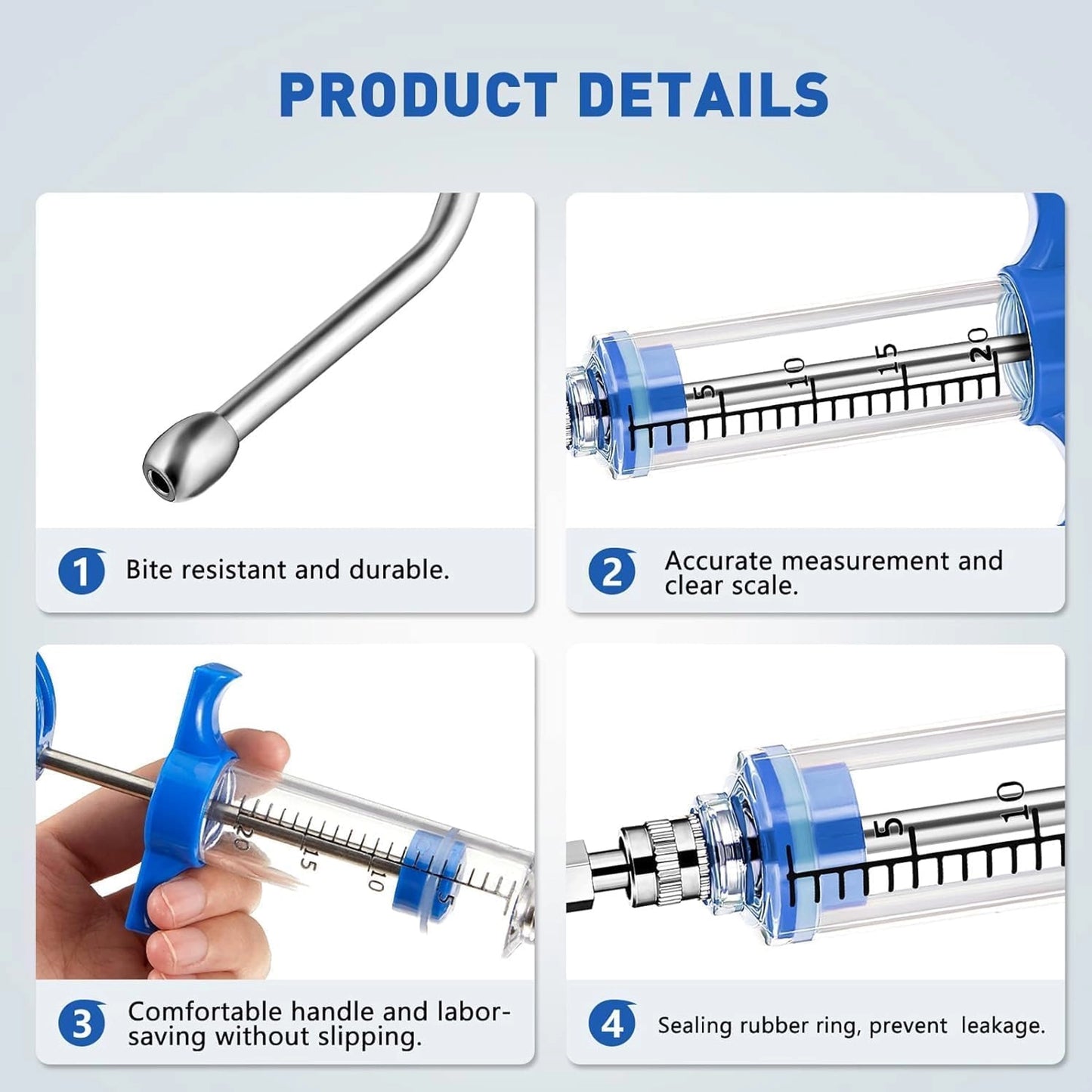 Oral Feeding Syringe with Luer Lock | Transparent Veterinary Drencher for Goats & Sheep | Safe & Easy Medicine Feeder for Livestock