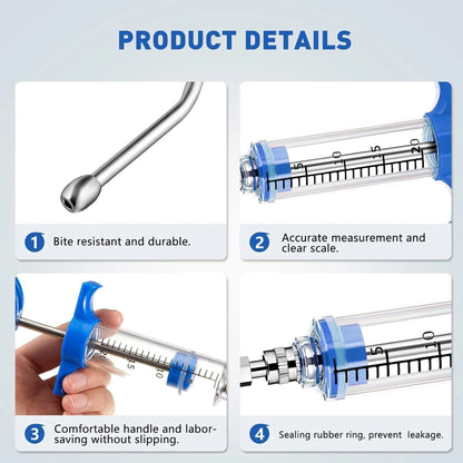 Oral Feeding Syringe with Luer Lock | Transparent Veterinary Drencher for Goats & Sheep | Safe & Easy Medicine Feeder for Livestock