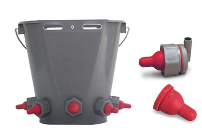 8L Goat & Lamb Milk Feeding Bucket with 5 Replaceable Nipples | Durable Multi-Teat Feeder for Kids & Lambs | Easy Group Feeding System