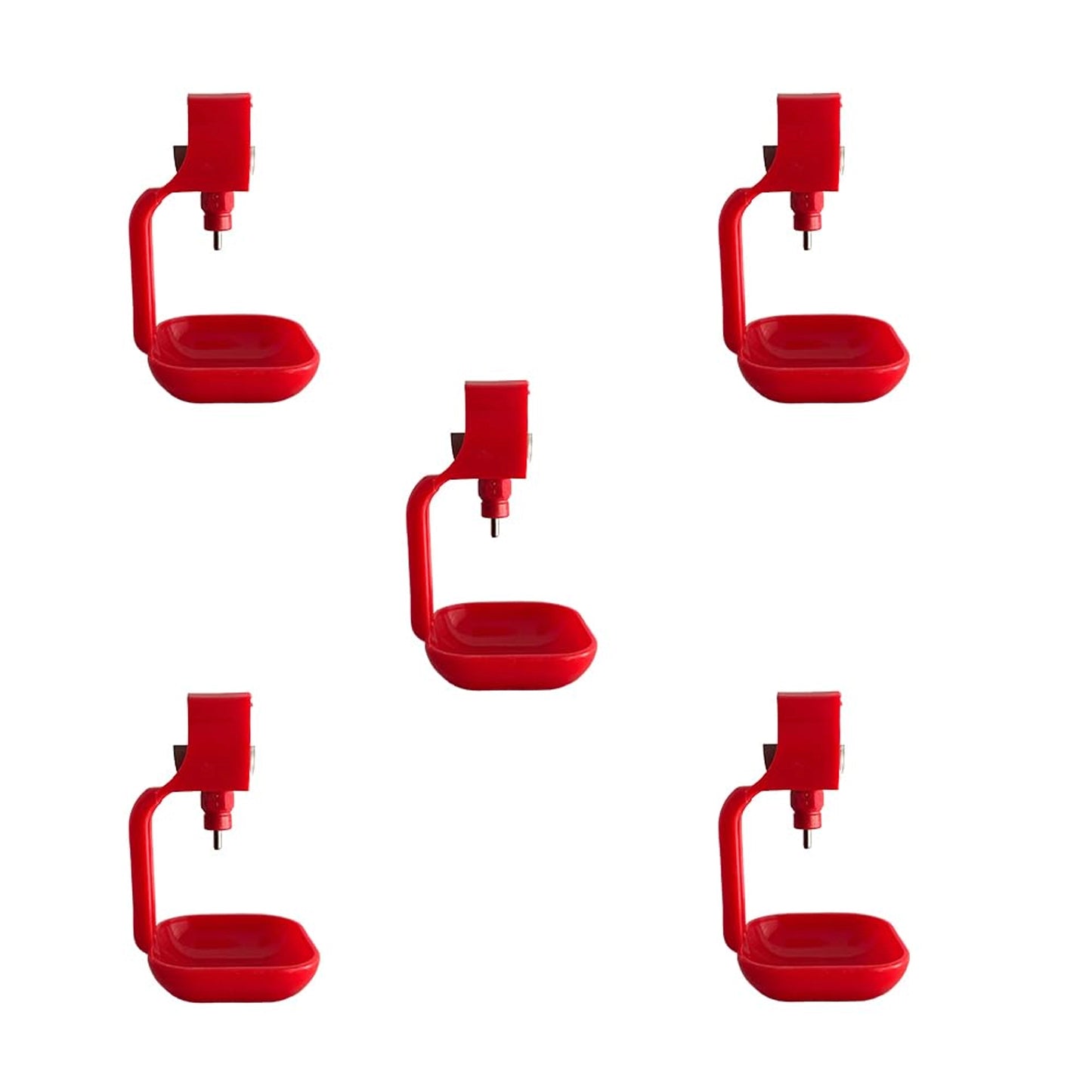 Pack of 5 All-Direction Poultry Nipple Drinker Set with Drip Cups | 360° Chicken Waterer Nipples for Clean & Efficient Hydration