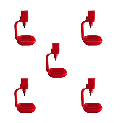 Pack of 5 All-Direction Poultry Nipple Drinker Set with Drip Cups | 360° Chicken Waterer Nipples for Clean & Efficient Hydration