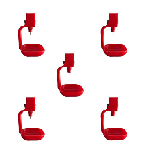 Pack of 5 All-Direction Poultry Nipple Drinker Set with Drip Cups | 360° Chicken Waterer Nipples for Clean & Efficient Hydration