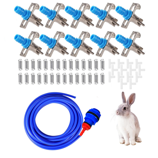 Rabbit Drinking Nipple Combo Pack | Rabbit Nipples + Tank Connector + 8mm Fungus-Free Tube + Reducer | Complete Automatic Watering System cjfarms.in