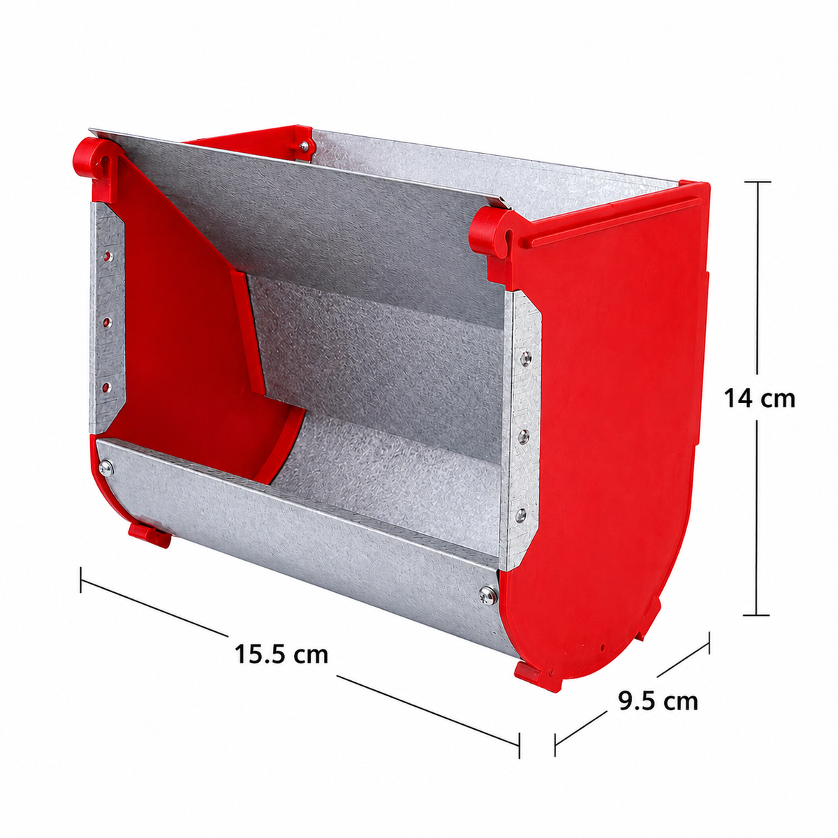 Rabbit Feeder Box 15.5 × 9.5 × 14 cm | Galvanized Metal Cage-Mount Feeding Trough for Rabbits & Small Animals CJ farms and Agritech