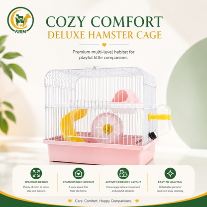 Hamster Cage BC-166 20.5 × 25 × 27 cm | Spacious Small Animal Cage with Removable Tray for Hamsters & Gerbils CJ farms and Agritech