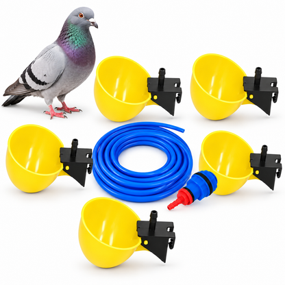 Automatic Bird Water Drinker | Pigeon Watering System with Water Cups, Tube & Tank Connector CJ farms and Agritech