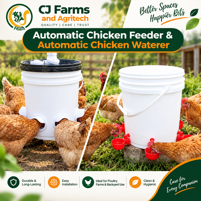 Chicken Feeder and Drinker Combo Pack of 5 | Poultry Farm Equipment | DIY Chicken Feeder & Automatic Poultry Drinker CJ farms and Agritech
