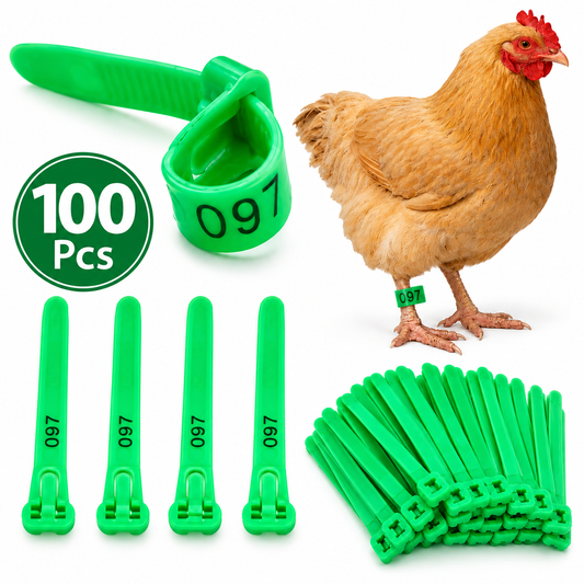100 Pcs Poultry Leg Bands Green | Pre-Numbered Bird Identification Rings for Chicken, Pigeon & Duck | Easy Locking Leg Tags CJ farms and Agritech