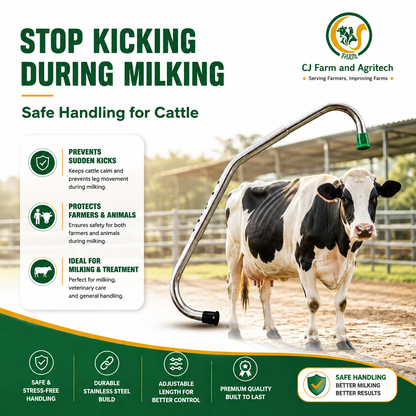 CJ Farms Adjustable Cow Anti Kick Bar – Heavy Duty Hot Dip Galvanized Iron Cattle Restraint Tool for Safe Milking, Hoof Trimming & Veterinary Use cjfarms.in