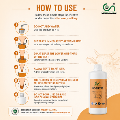IOGIENE Iodine-Based Post-Milking Teat Sealant | Prevents Subclinical & Clinical Mastitis | Udder Health Protection | 1kg cjfarms.in