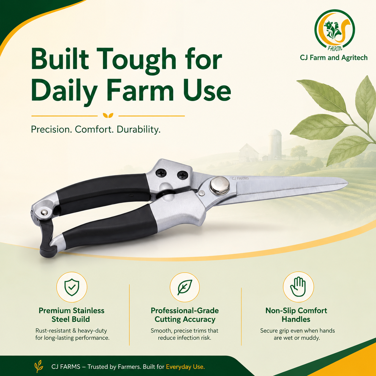 Premium Long Blade Hoof Cutter for Goats & Sheep | Heavy-Duty Stainless Steel Hoof Trimmer | 22cm Tool with 8cm Sharp Blade for Safe Livestock Hoof Care cjfarms.in