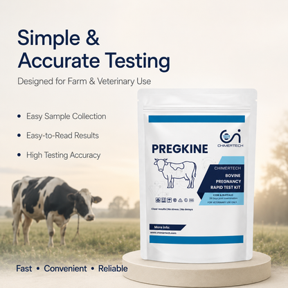 Bovine Pregnancy Rapid Test Kit for Cow & Buffalo (28 Days) – Pregkine by Chimertech | Easy, Accurate Veterinary Pregnancy Detection Kit CHIMERTECH