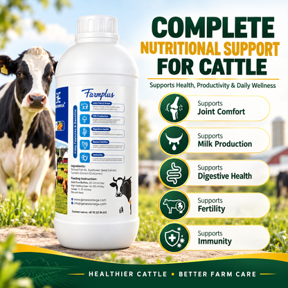 GENESISOMEGA Farmplus Cattle Feed Supplement 1L | Fish Oil & Turmeric Liquid Nutrition for Cow, Buffalo & Calves