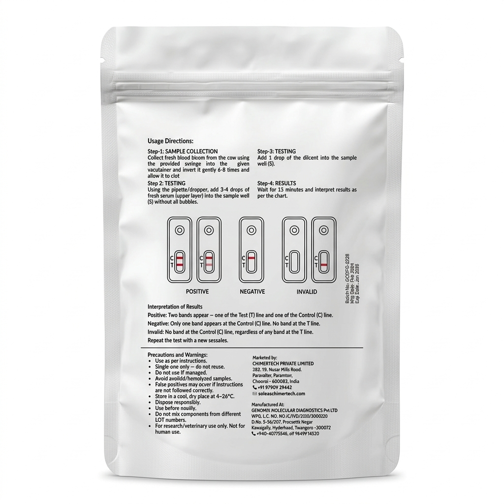 Bovine Pregnancy Rapid Test Kit for Cow & Buffalo (28 Days) – Pregkine by Chimertech | Easy, Accurate Veterinary Pregnancy Detection Kit CHIMERTECH