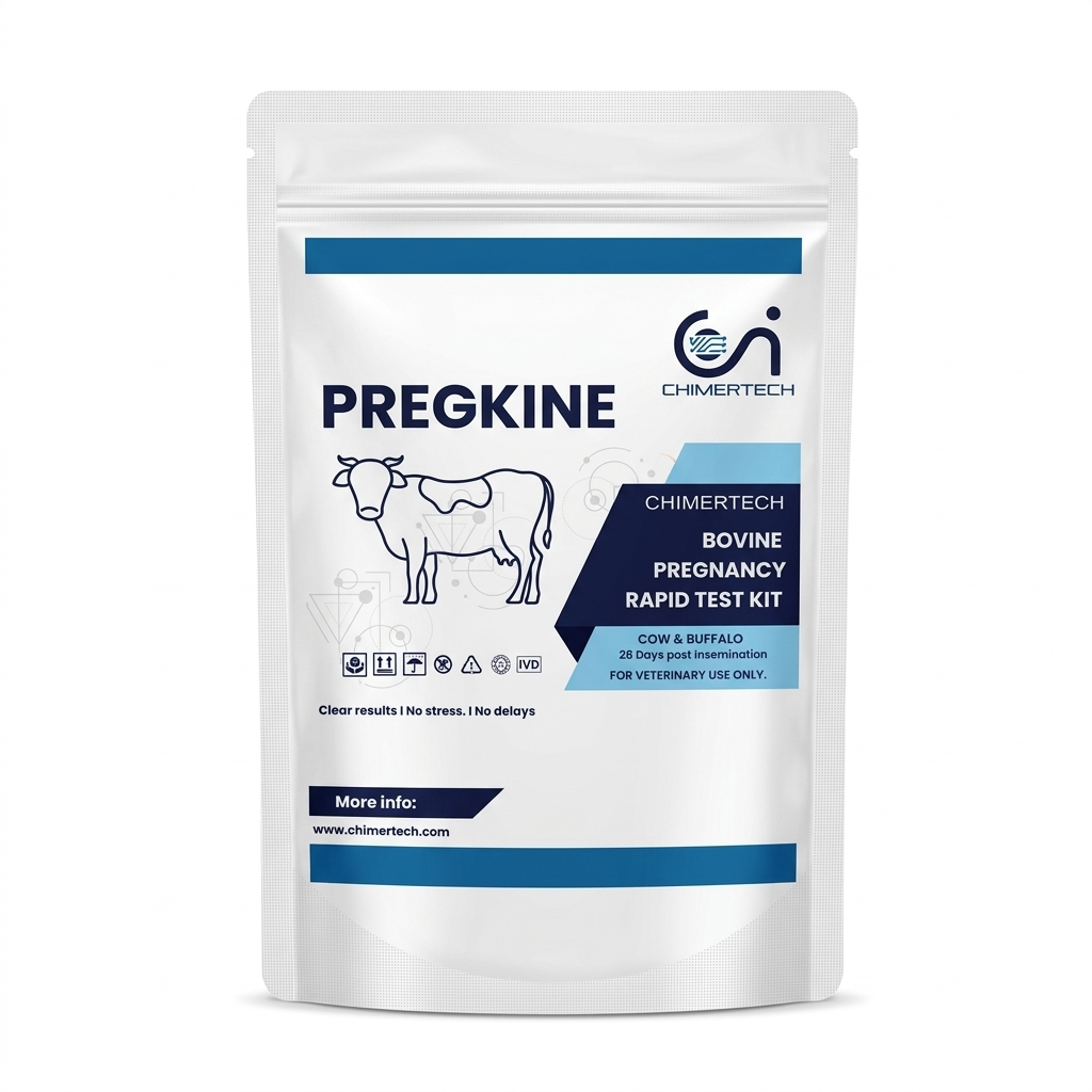 Bovine Pregnancy Rapid Test Kit for Cow & Buffalo (28 Days) – Pregkine by Chimertech | Easy, Accurate Veterinary Pregnancy Detection Kit CHIMERTECH