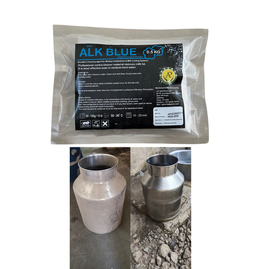 ALK Blue Powder – Alkali Detergent for Milking Machine & Milk Cooling System | Dairy Equipment Cleaning Powder | Effective in Hard Water CJ farms and Agritech