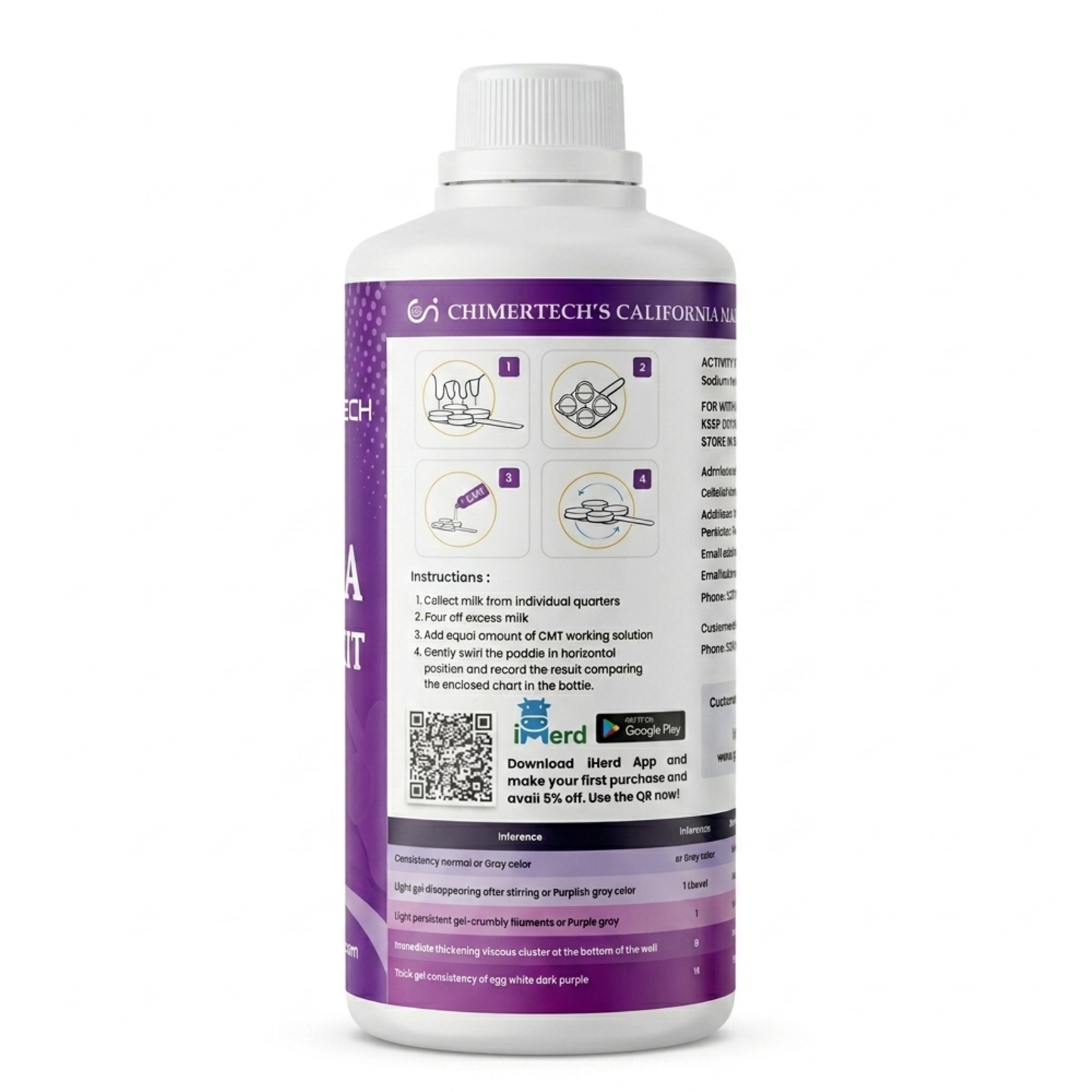 Chimertech California Mastitis Test (CMT) Kit with Paddle | 500ml Reagent Capacity | Fast & Accurate Mastitis Detection cjfarms.in
