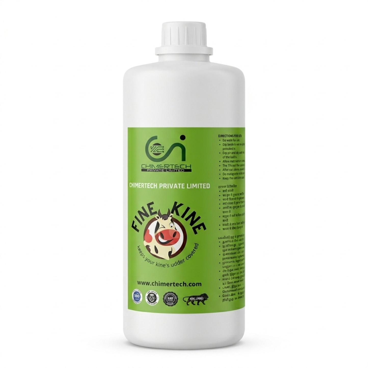 Fine Kine Teat Dip Solution 1000ml for Dairy Cattle | Udder Hygiene & Mastitis Prevention | Healthy Udder Care for High Milk Quality CHIMERTECH