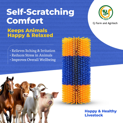 Heavy-Duty Livestock Scratching & Grooming Brush | Self-Massage Brush for Cattle, Horses, Goats & Sheep | Durable Outdoor Mountable Farm Brush cjfarms.in