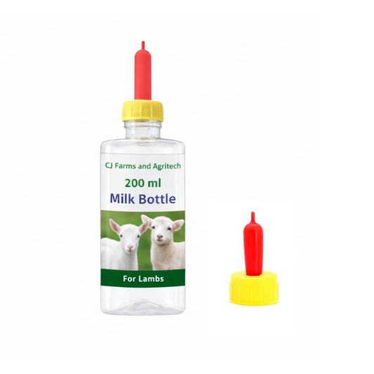Goat & Sheep Milk Feeding Bottle with Spare Nipple | Easy Feeding Solution for Lambs & Kids | Durable 200 ml Capacity cjfarms.in
