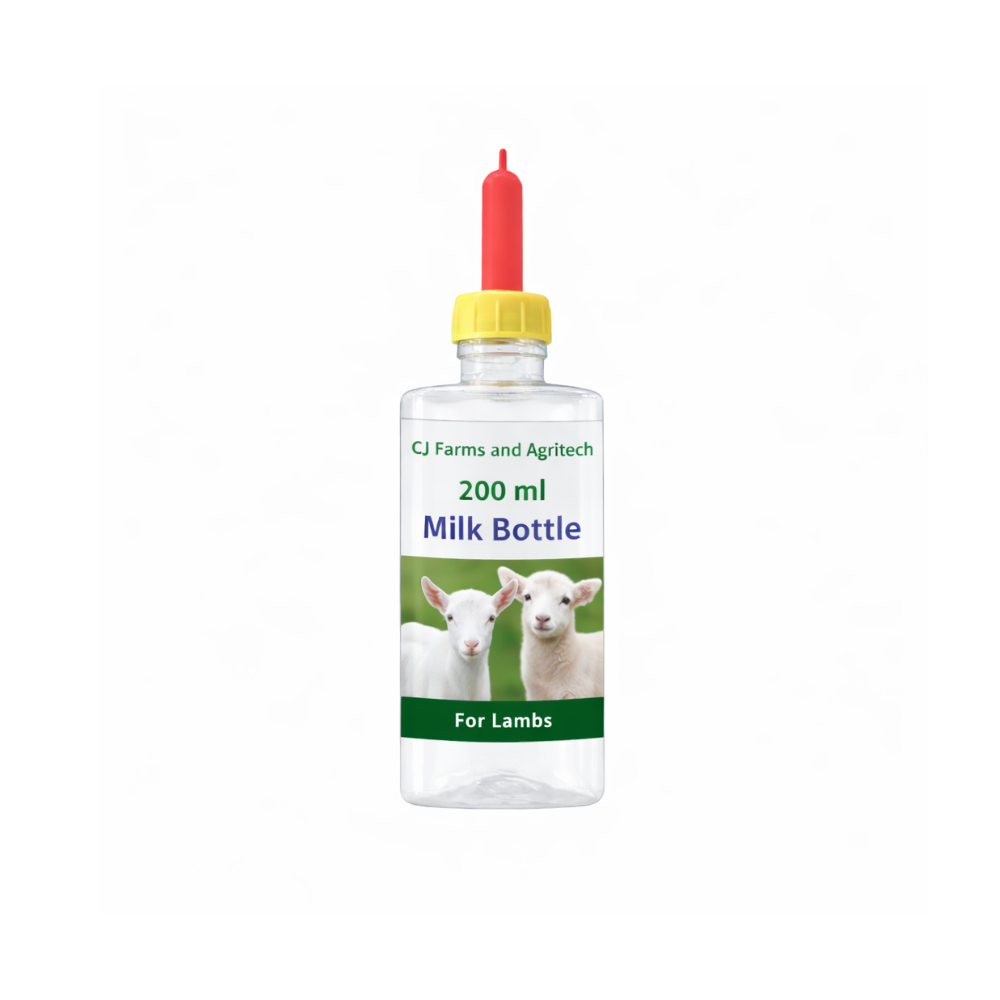 Goat & Sheep Milk Feeding Bottle with Spare Nipple | Easy Feeding Solution for Lambs & Kids | Durable 200 ml Capacity cjfarms.in