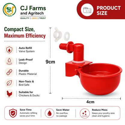 Automatic Chicken Feeder Cups | Auto-Refill Poultry Water Drinker | Automatic Water Bowl Cups for Chickens & Birds cjfarms.in