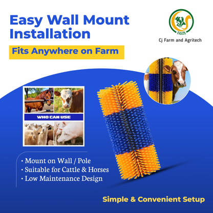 Heavy-Duty Livestock Scratching & Grooming Brush | Self-Massage Brush for Cattle, Horses, Goats & Sheep | Durable Outdoor Mountable Farm Brush cjfarms.in