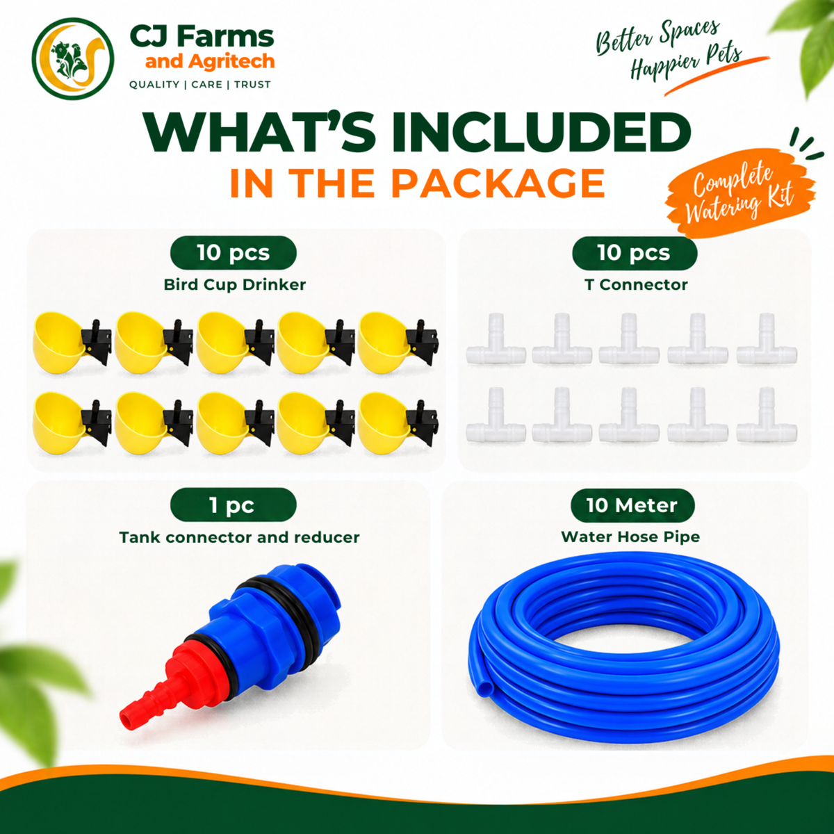 Automatic Bird Water Drinker | Pigeon Watering System with Water Cups, Tube & Tank Connector CJ farms and Agritech