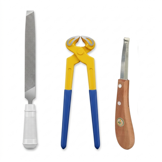 Professional Hoof Care Combo Kit for Cattle, Cow, Goat & Horse | Hoof Trimming Cutter, Hoof Knife & Rasp File Set CJ farms and Agritech