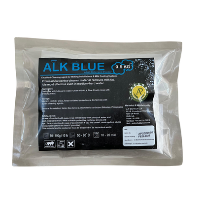 ALK Blue Powder – Alkali Detergent for Milking Machine & Milk Cooling System | Dairy Equipment Cleaning Powder | Effective in Hard Water CJ farms and Agritech