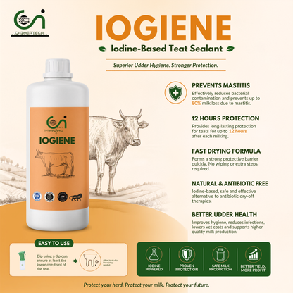 IOGIENE Iodine-Based Post-Milking Teat Sealant | Prevents Subclinical & Clinical Mastitis | Udder Health Protection | 1kg cjfarms.in