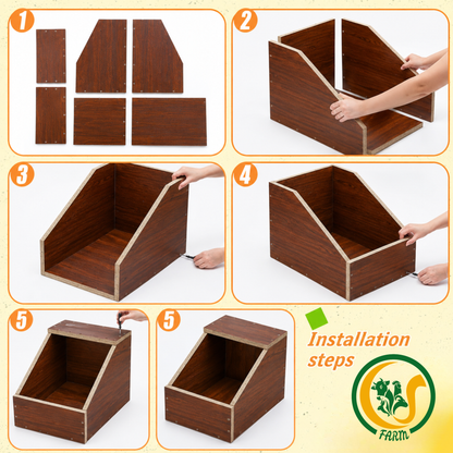 Wooden Rabbit Nesting Box for Breeding | Easy Assemble Rabbit Nest Box with Lid | 16 x 11 x 11 Inch Bunny Nesting House for Mother Rabbits & Baby Kits CJ farms and Agritech