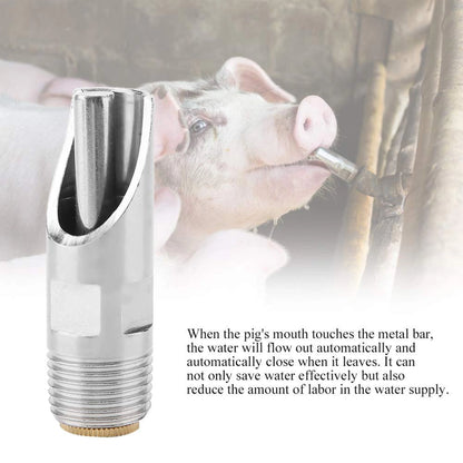 Stainless Steel 1/2 Inch Automatic Pig Nipple Drinker (Pack of 5) | SS 202 Grade Heavy-Duty Hog Water Nipple for Pigs & Piglets