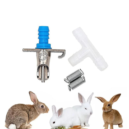 Automatic Rabbit Nipple Drinker | Double Spring Stainless Steel Water Nipple Feeder | Pet & Farm Rabbit Watering System