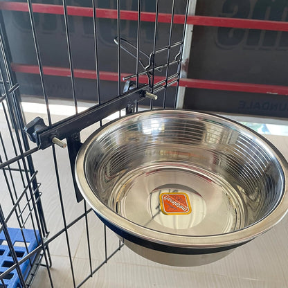 Easy-Fix Dog Bowl with Stand for Cages | 1100ml Stainless Steel Feeding Bowl for Dogs, Cats & Pets | Adjustable Cage-Mount Design
