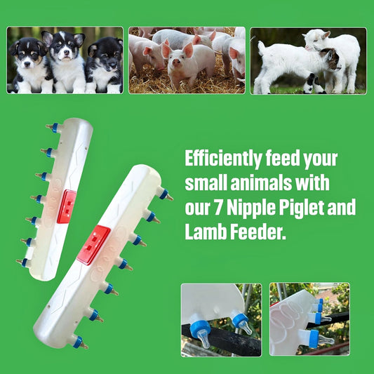 8L Large Milk Feeding Bottle with 7 Silicone Nipples | Multi-Teat Feeder for Goats, Sheep & Piglets | Durable Farm Feeding Solution