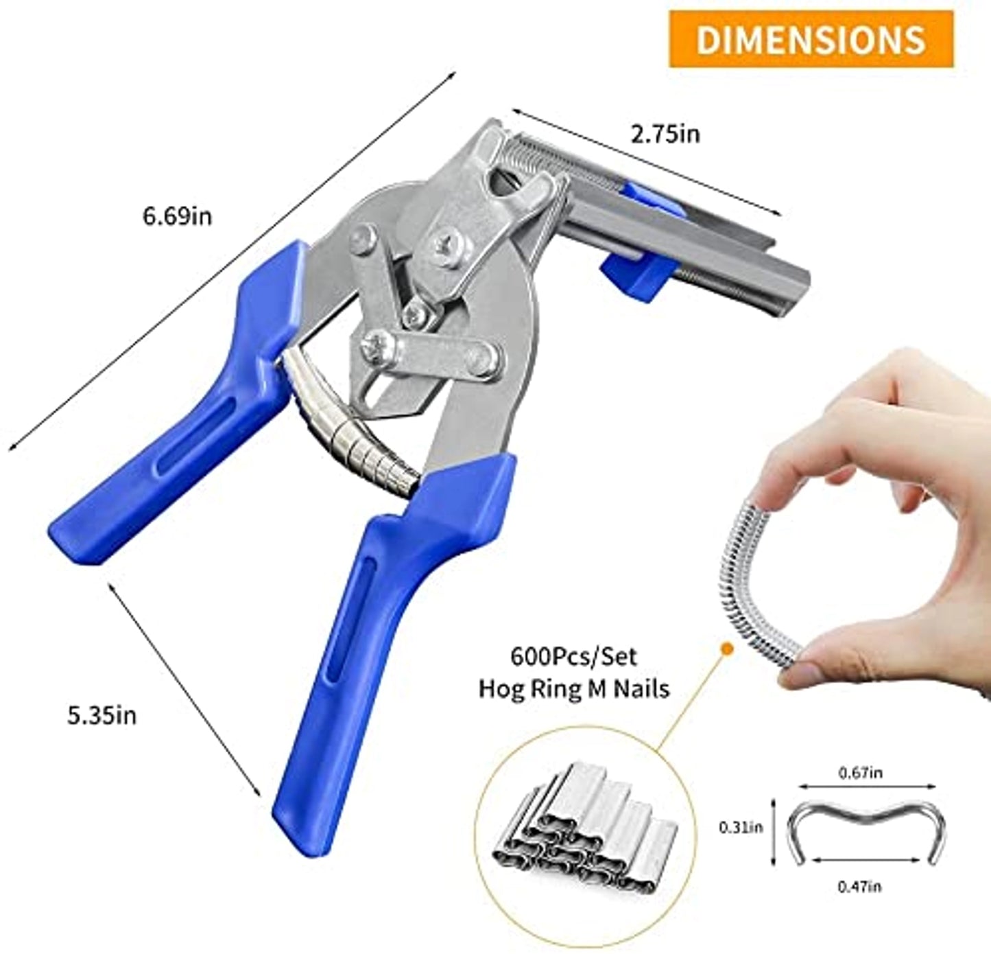 Hog Ring Plier Tool with M Clips Staples | Heavy-Duty M Ring Tool for Poultry, Pet, Chicken Cage & Wire Fencing Installation