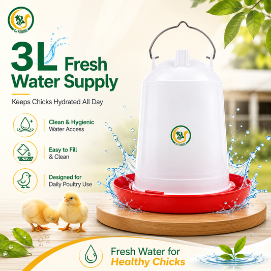 Poultry Feeder & Drinker Combo Set | 3kg Chick Feeder & 3L Water Drinker for Broilers, Layers, Chicks & Poultry Birds CJ farms and Agritech