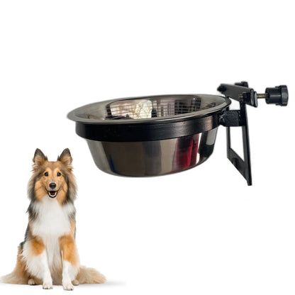 Easy-Fix Dog Bowl with Stand for Cages | 1100ml Stainless Steel Feeding Bowl for Dogs, Cats & Pets | Adjustable Cage-Mount Design
