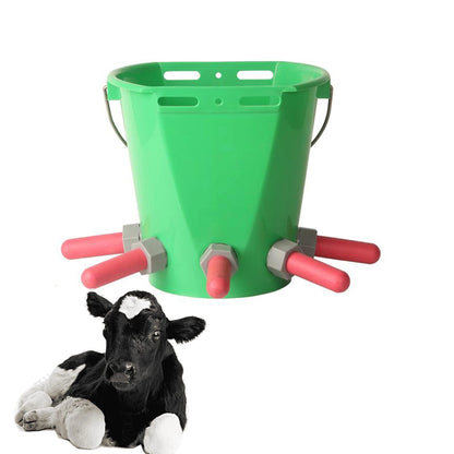 8L Calf Milk Feeding Bucket with 5 Teat Nipples | Durable Farm Milk Feeder for Calves | Easy-Clean & Hygienic Livestock Feeding Solution