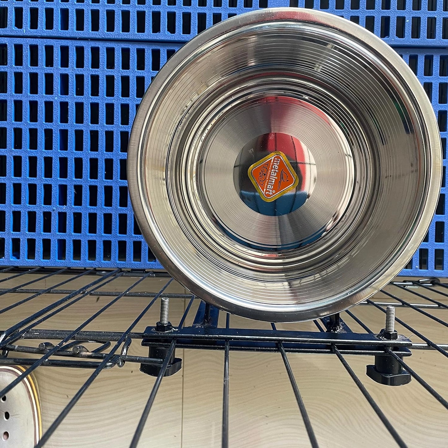 Easy-Fix Dog Bowl with Stand for Cages | 1100ml Stainless Steel Feeding Bowl for Dogs, Cats & Pets | Adjustable Cage-Mount Design