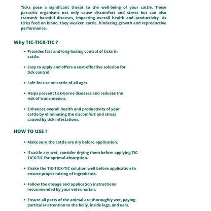 Tick Control Spray 200ml for Cows & Goats | Safe for All Ages | Effective Tick & Parasite Protection for Livestock